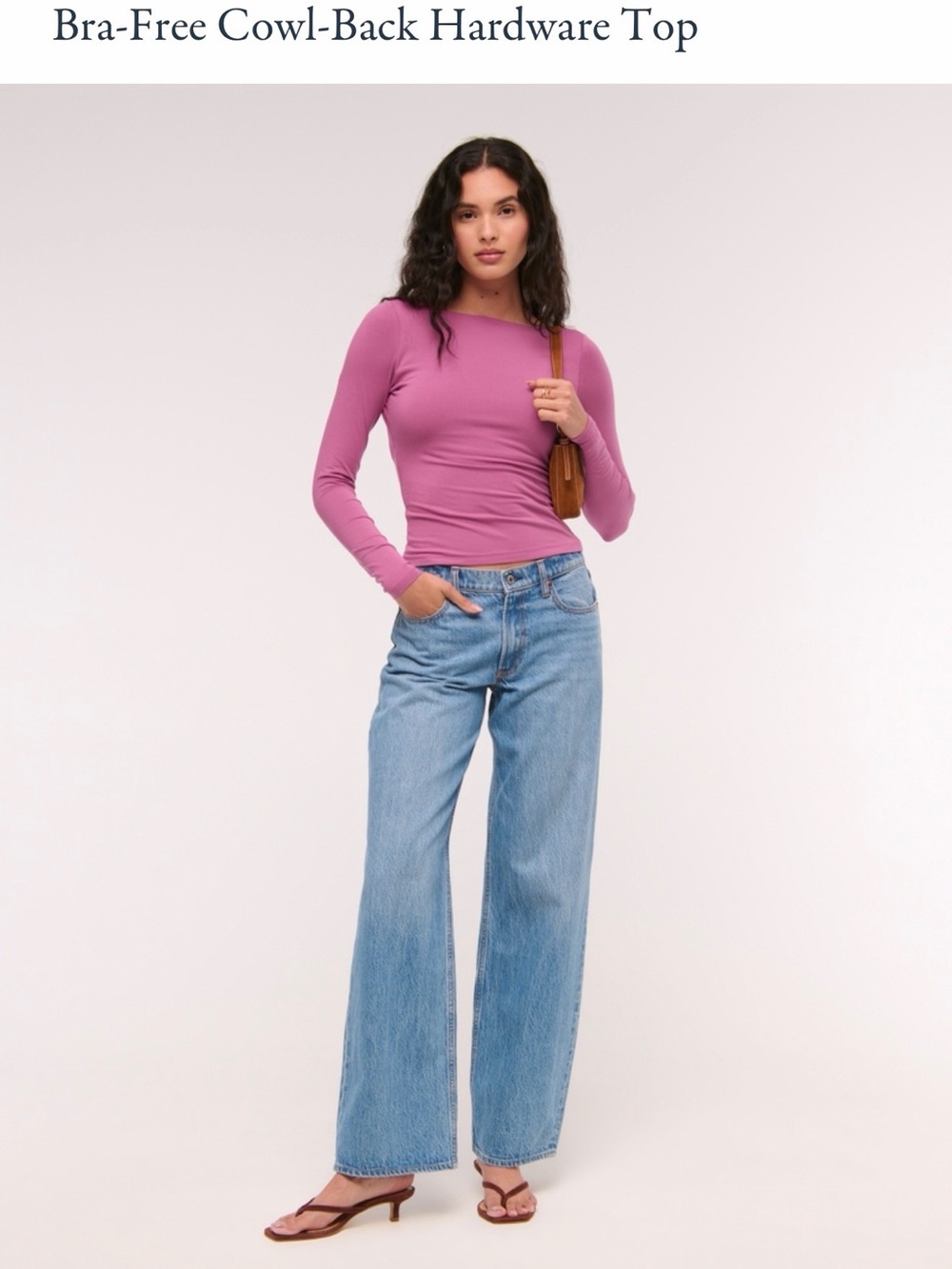 Abercrombie & Fitch Slim Long-Sleeve Top in Mauve Pink